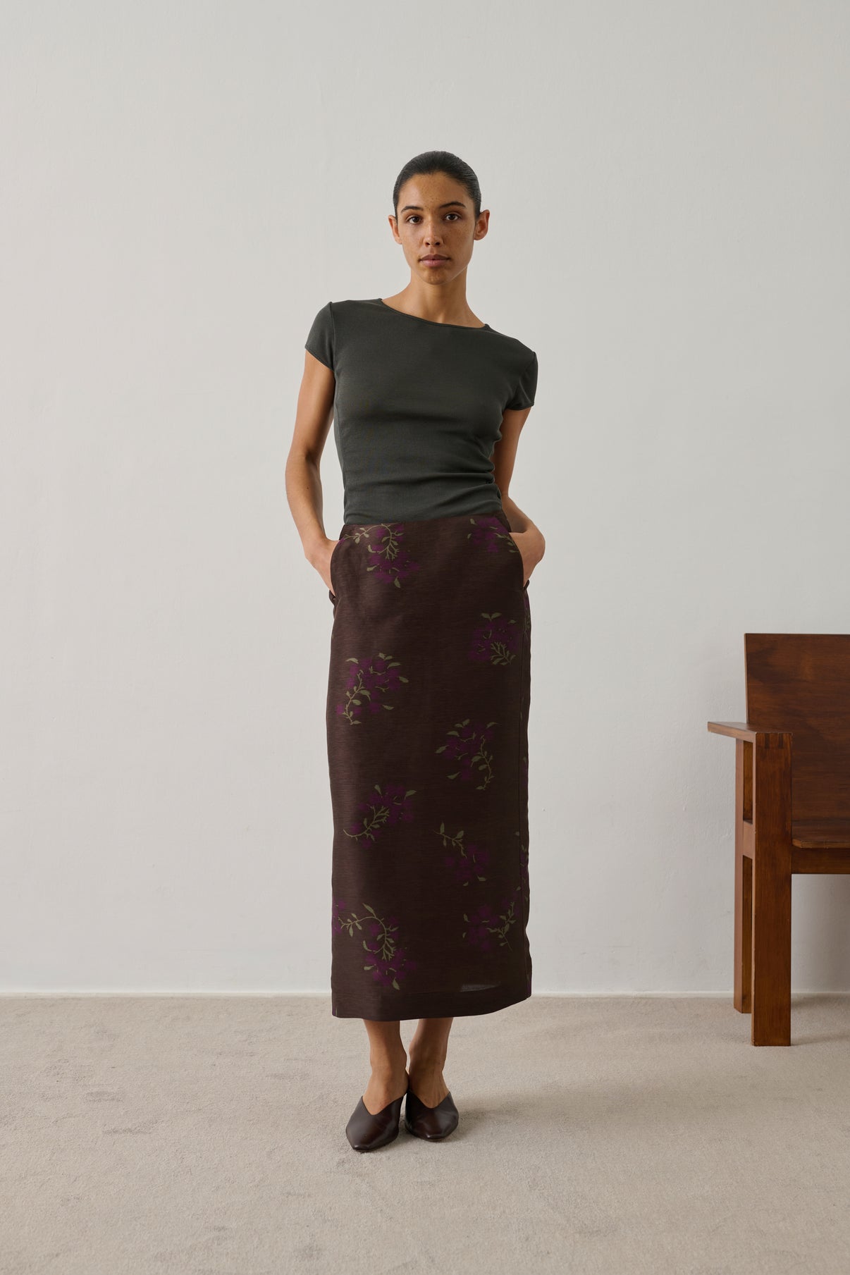 Jupe Helia - Marron/Violet - Lin - Femme vue 3