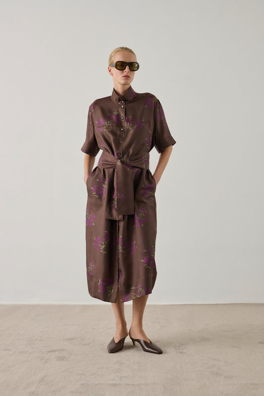 Robe Witty - Marron/Violet - Soie - Femme