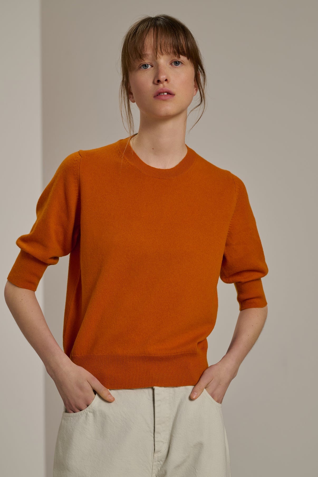 Pull Baie - Orange - Cachemire - Femme vue 1